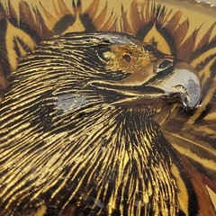 Vintage Western Belt Buckle American Eagle Real Enameled Feathers Made in USA