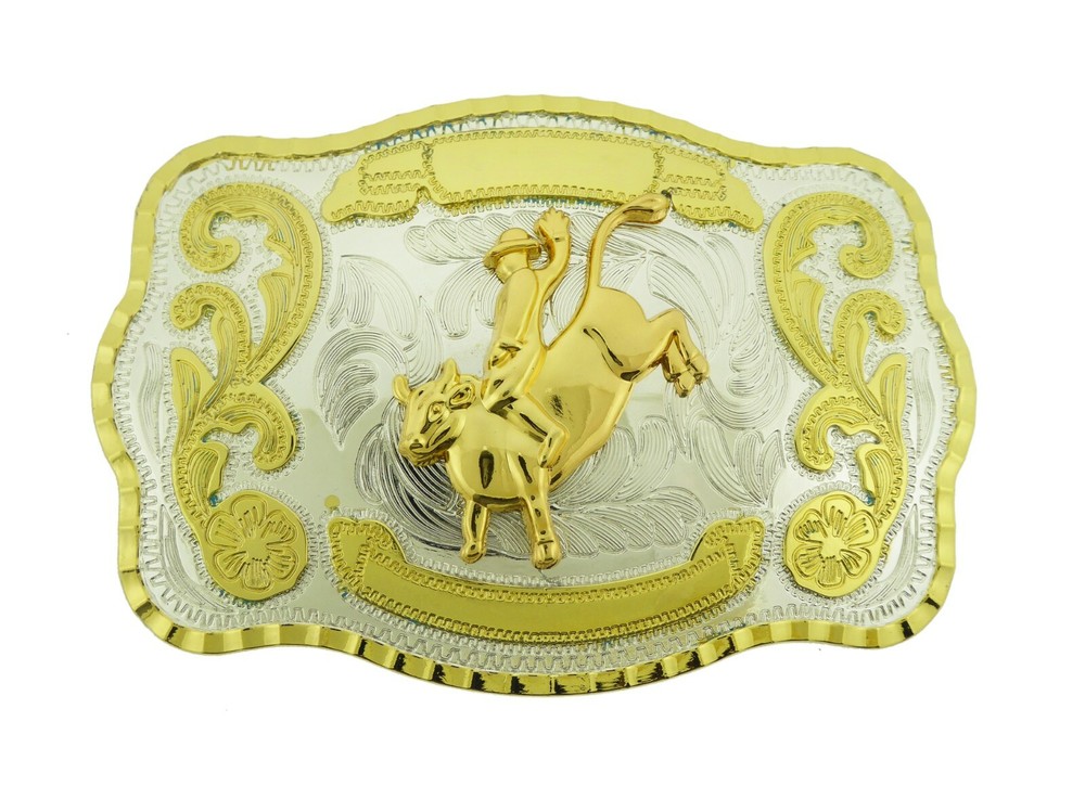 Bull Rider Cowboy Rodeo Western Belt Buckle Big Large Men New Gold Silver Color
