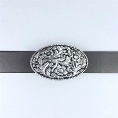 Vintage Black Enamel Cowboy Cowgirl Flower Oval Belt Buckle also Stock in US