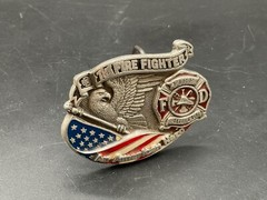 The Great American Buckle Co.Fire Fighter American Hero Enamel Belt Buckle #4202