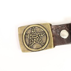 Rectangular Belt Buckle With Star Antique Brass Classic Timeless