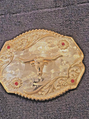 Western Belt Buckle, Longhorn Design