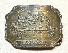 Vintage Antique Tiffany Solid Brass Relief Cowboy Fancy Belt Buckle