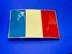 Flag of France French Country Blue White Red Enamel Patriotic Belt Buckle