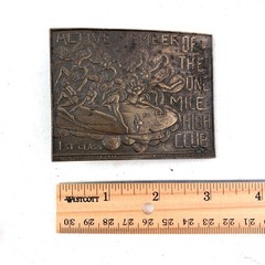 Vintage 1949 One Mile High Club Member Belt Buckle Art Deco Bronze Tone Lewis