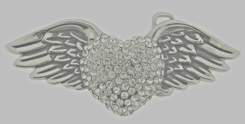 Heart Shaped Belt Buckles Wild at Heart Silver Bling Iced Style Metal Men Women