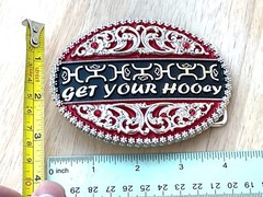 Western Buckle Silver Black Red Cowboy 4×3 for 2 » Hooey Buckle Hebilla Vaquero