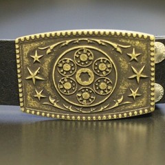 Rectangular Sun Moon Star Belt Buckle Antique Silver Ornamental Symbol Style