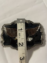 1983 American Eagle Theme Belt Buckle Black Lacquer -Heavy, Serial #OD1243