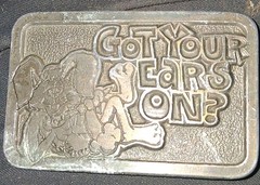 Men&rsquo;s Silver Metal Western Belt Buckle Novelty Cartoon, Embossed, 1.5 in