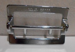 X2 Solid Brass Chrome Rectangle Belt Buckle Center Bar 2 Prong 2 3/4&Prime; x 1 7/8&Prime;