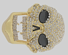 Skull Belt Buckles Men Women Full Rhinestones Skeleton Vintage Gold Metal Pirate