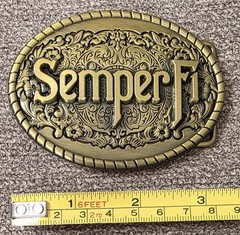 Marine Corps USMC Semper Fi bronze Western Military Belt Buckle Oval Metal Men