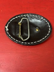 Belt buckle Vintage Hand Tooled Western Leather Belt Buckle “Pat” Black/white