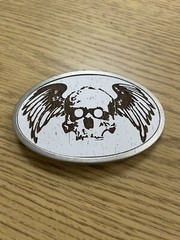 Skull With Wings Oval Belt Buckle