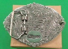 Nocona Belt Buckle Silver, Gold & Bronze w/3 Crosses 4&Prime; X 3&Prime; for 1.5&Prime; belt width