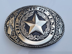 The Great State Of Texas Belt Buckle Star Silver Finish 3.75&Prime; X 2.75&Prime; Buckle
