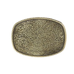 Vintage Western Cowboy Belt Buckle Floral Engraved Smooth Plate Buckle For Men