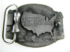 WWII 50th Anniversary Belt Buckle Siskiyou Enamel Pewter #910882 Military 1991