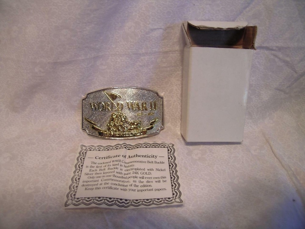 US Army « WWII Remembered » Iwo Jima Commemorative Belt Buckle NEW in box
