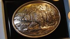 Nocona OVAL ANTIQUE SCROLL Grizzly Bear BUCKLE Belt Buckle 37045