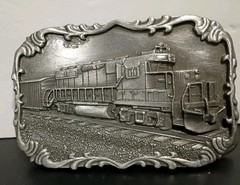 Vtg. belt buckle 1984 Siskiyou buckle freight yard locomotive Train Engine Mint!