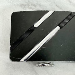 Black Silver Tone Diagonal Stripe Ratchet Belt Buckle
