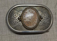 vintage WESTERN buckle belt AGATE hand polished stone COWBOY gemstone ROCK