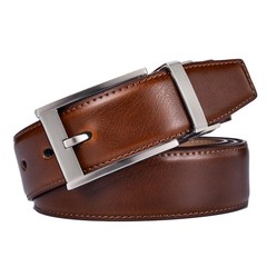 beltox fine Men Belt Genuine Leather with Anti-scratch Buckle 34-36, Brown