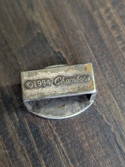 925 STERLING SILVER Vintage Chambers 1994 2pc Belt Buckle & Keeper 56g