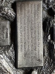 Vintage NASHVILLE MUSIC CITY USA metal Belt Buckle Pewter Banjo Fiddle Country