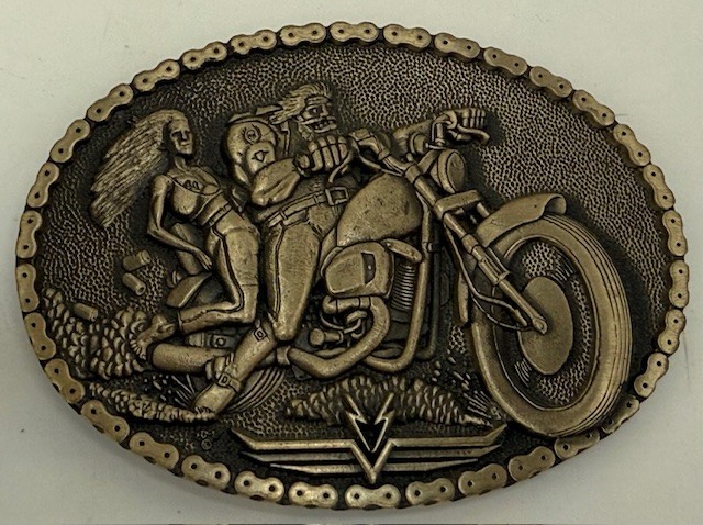 Vintage Harley Indian Motorcycle Chopper Solid Brass Belt Buckle