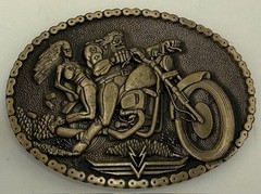 Vintage Harley Indian Motorcycle Chopper Solid Brass Belt Buckle