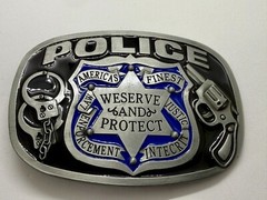 AMERICAS FINEST POLICE We Serve Protect Law Enforcement Commemorate Belt Buckle