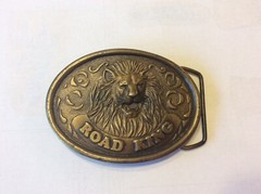 Brass Road King Lion Head 76 Drivers Club Member Belt Buckle