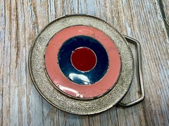 Bulls Eye Round Multi-Color Enameled Target Style Pink Blue Belt Buckle