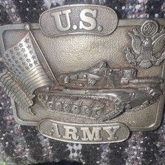 Belt Buckle Bergamot Brass Works US Army Tank Military Patriotic USA Made 1982