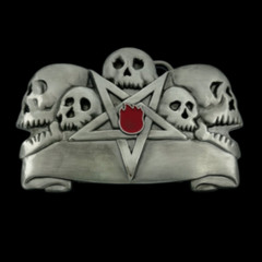 Gothic Red Pentagram Star Skulls Belt Buckle Buckles