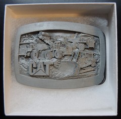 Caterpillar CAT Equipment Machines Pewter Men Belt Buckle Bulldozer Loader Dump