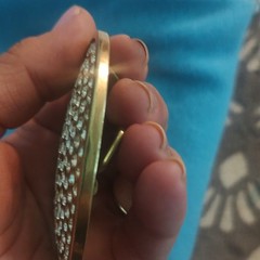 Vintage 90s Brass Oval Rhinestone Bling Clip Belt Buckle, Fits 1.5 in Belt