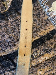 Vintage Western Leather Belt Unmarked Brass Buckle Hand Tooled sz 46 Used