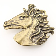 Belt Buckle Horse Head, Belt Buckle for Riders and Horse Fools Gold Antique