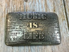 Music is Life Word Statement Musicians Poets Silver Color Belt Buckle