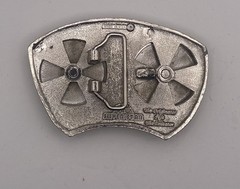 DJ Turn Tables Spinning Belt Buckle Silver Star Originator Vintage Made in USA