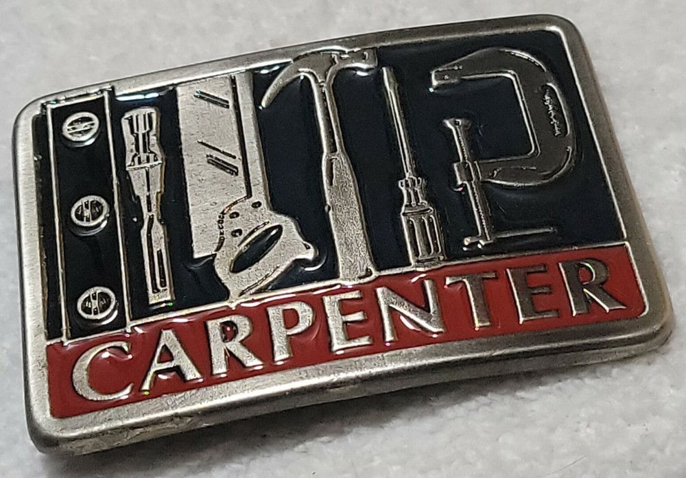 Vintage Carpenter Design Belt Buckle USA