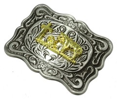 Belt Buckle With Religion Cross Cowboy Kneeling Prayer And Horse Design