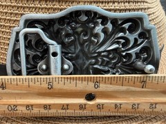 Antiqued Silver Cross Floral Belt Buckle