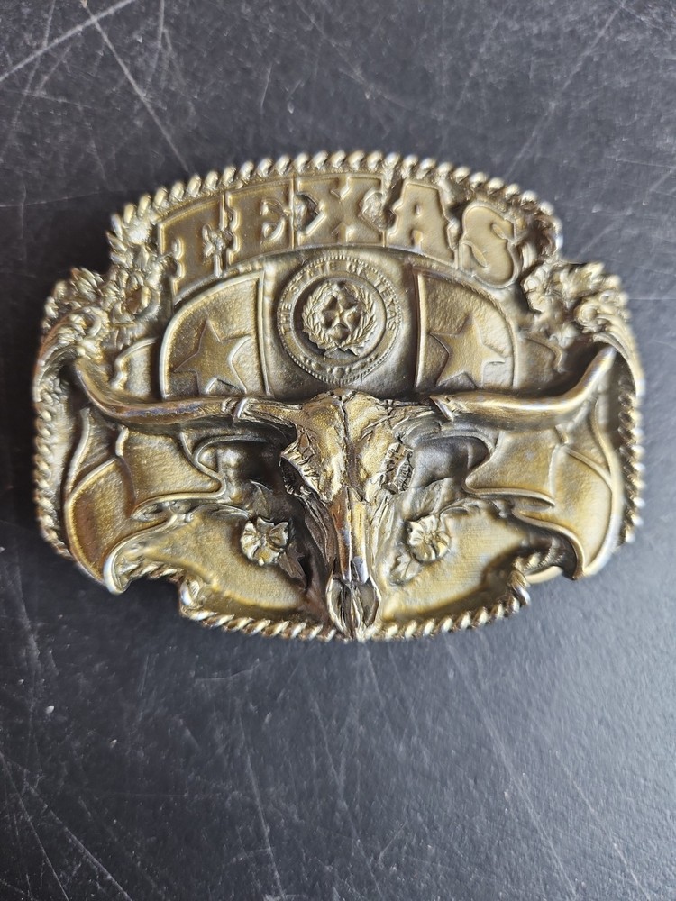 NICE TEXAS BELT BUCKLE LONGHORN LONE STAR STATE NEW SISKIYOU 1995