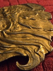 Vintage Southwestern Solid Brass Native American Headdress BELT BUCKLE 3&Prime; x 2.5&Prime;