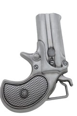 Men Silver Metal Fashion Belt Buckle Biker Handgun Revolver Gun Trendy Jewelry